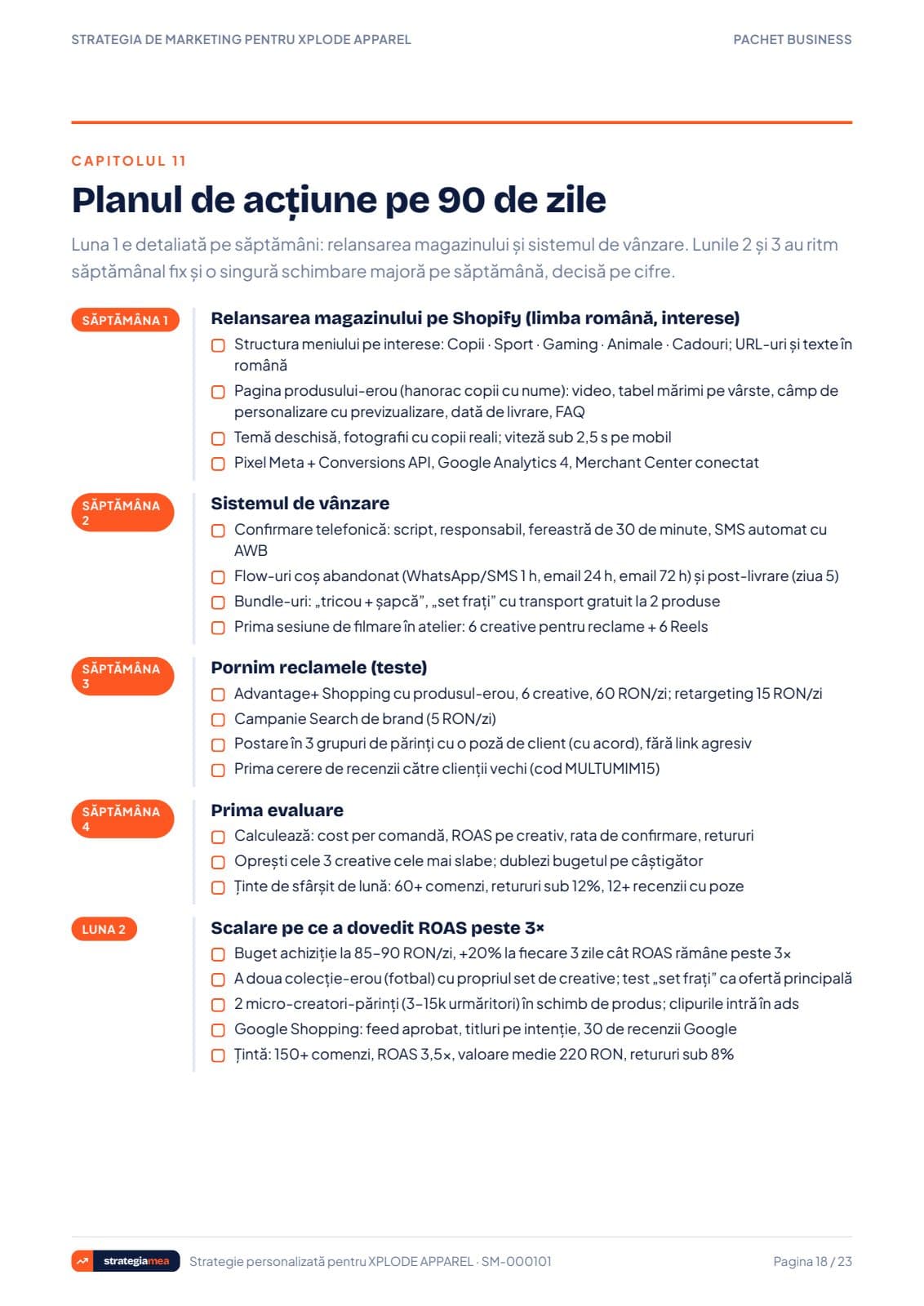 Planul de acțiune pe 90 de zile